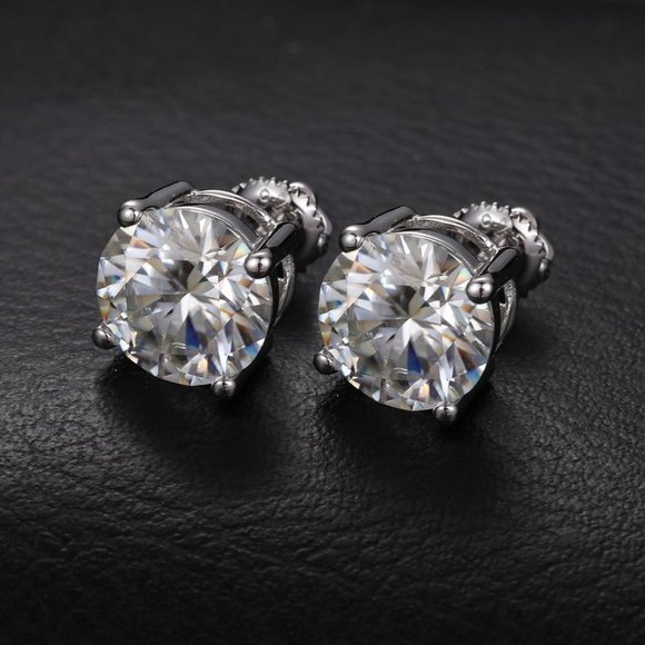 Certified 8ct. t.w. Moissanite Diamond Round Stud Earrings NEW A - Picture 8 of 12